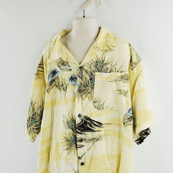 Maui Maui Boys Yellow Short Sleeve Button Front Hawaiian Shirt Size M (10-12) - Picture 3 of 6